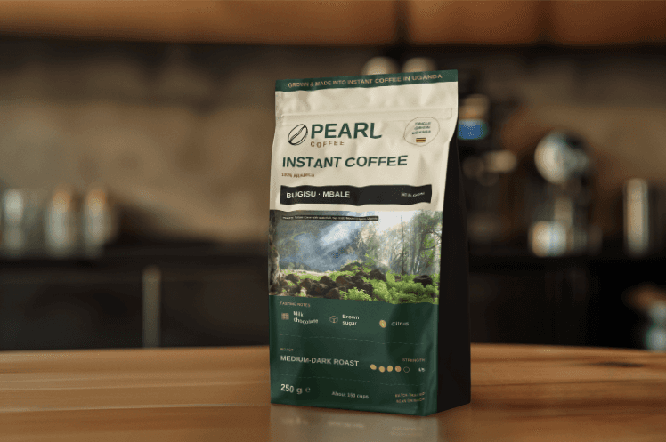 Pearl Instant Coffee — Bugisu · Mbale, medium-dark roast, 250 g pouch